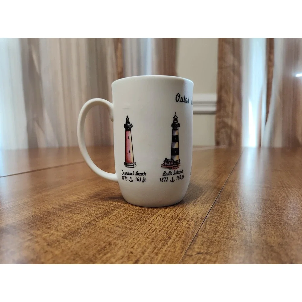 Outer Banks Lighthouses Ceramic Mug Candle Handmade Blue Ocean Breeze Scent B126